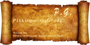 Pittinger Győző névjegykártya